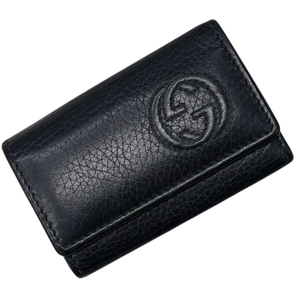 Gucci Key Case Interlocking Holder Leather Black